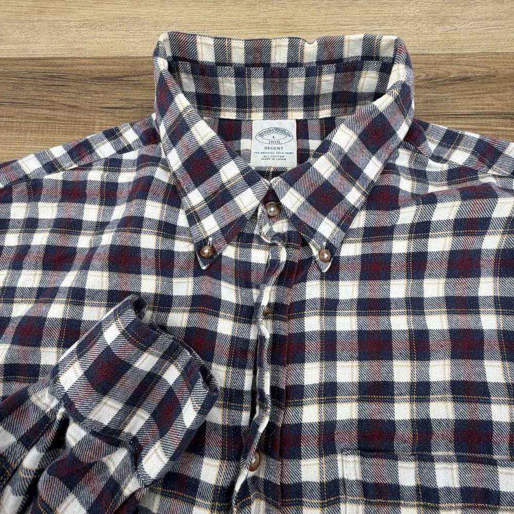 Brooks Brothers Shirt Mens‎ L Multicolor Plaid Flannel Regent Fit Button Down